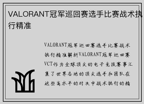 VALORANT冠军巡回赛选手比赛战术执行精准
