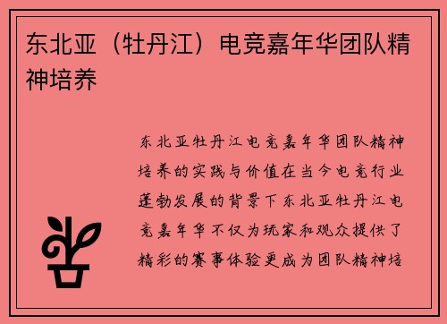 东北亚（牡丹江）电竞嘉年华团队精神培养