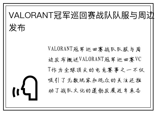 VALORANT冠军巡回赛战队队服与周边发布